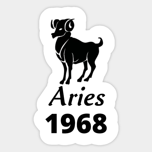 Black Aries Zodiac 1968 Sticker by Down Home Tees